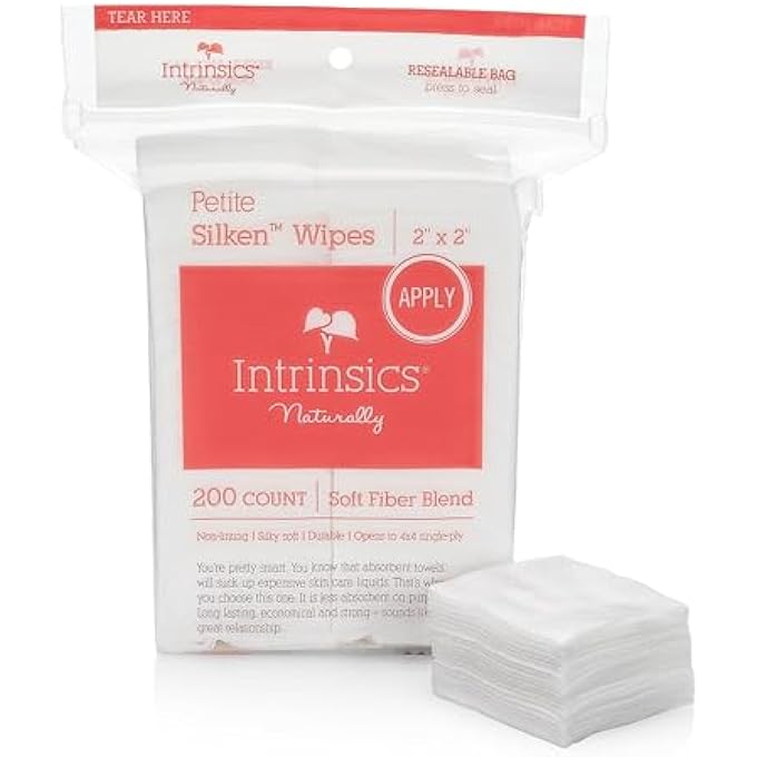 Intrinsics PETITE SILKEN WIPES  2"X2" 4-PLY LINT-FREE COTTON PADS  LOW-ABSORBENT, SOFT, AND BIODEGRADABLE  (200 COUNT) - Image 1